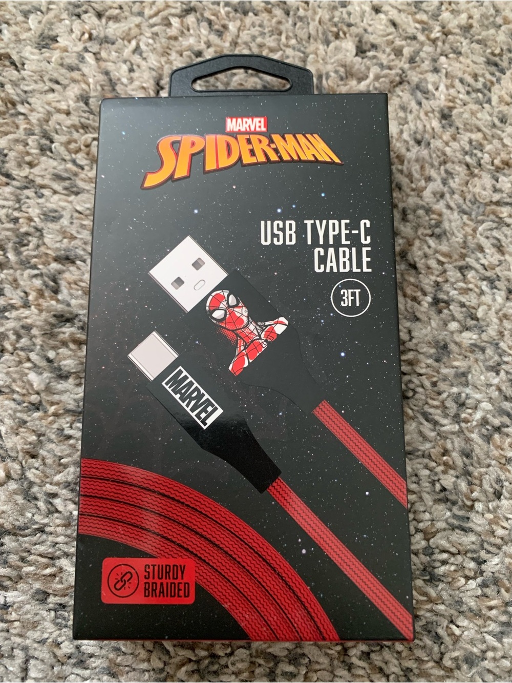 Marvel Spider-Man USB Type-C Cable in Black & Red